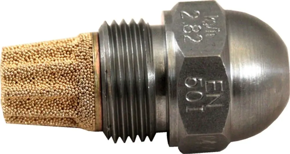 Düse mit metallischem Gehäuse und feinmaschigem Filterelement, hergestellt von Wolf, zur Verwendung in Heizsystemen.